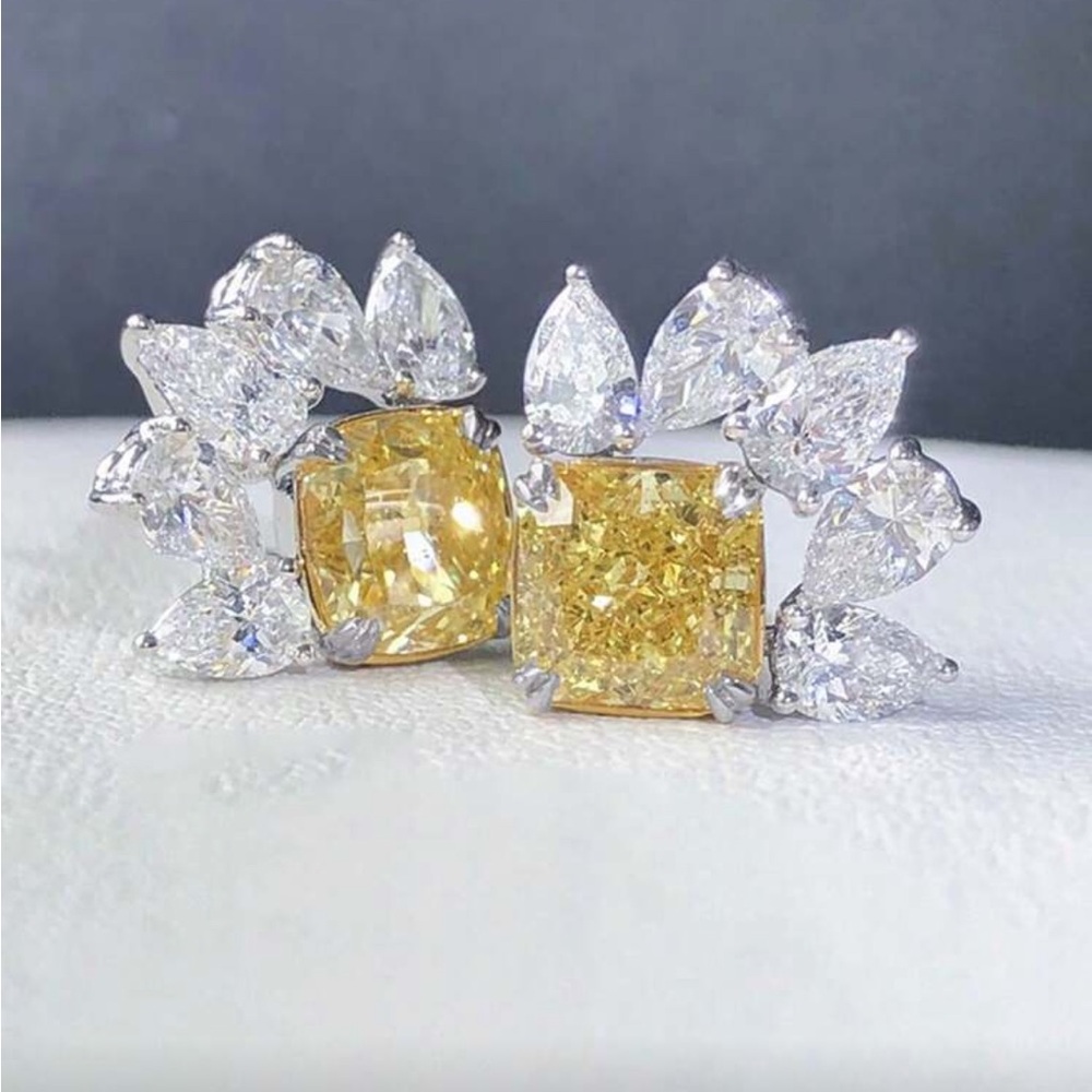 Elegant Yellow and Silver Women's Earrings